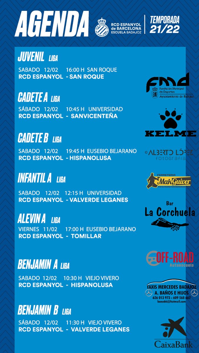 rcdebadajoz's tweet photo. Aqui teneis nuestros horarios del finde ⚽️💙 https://t.co/cPW1bsDXak