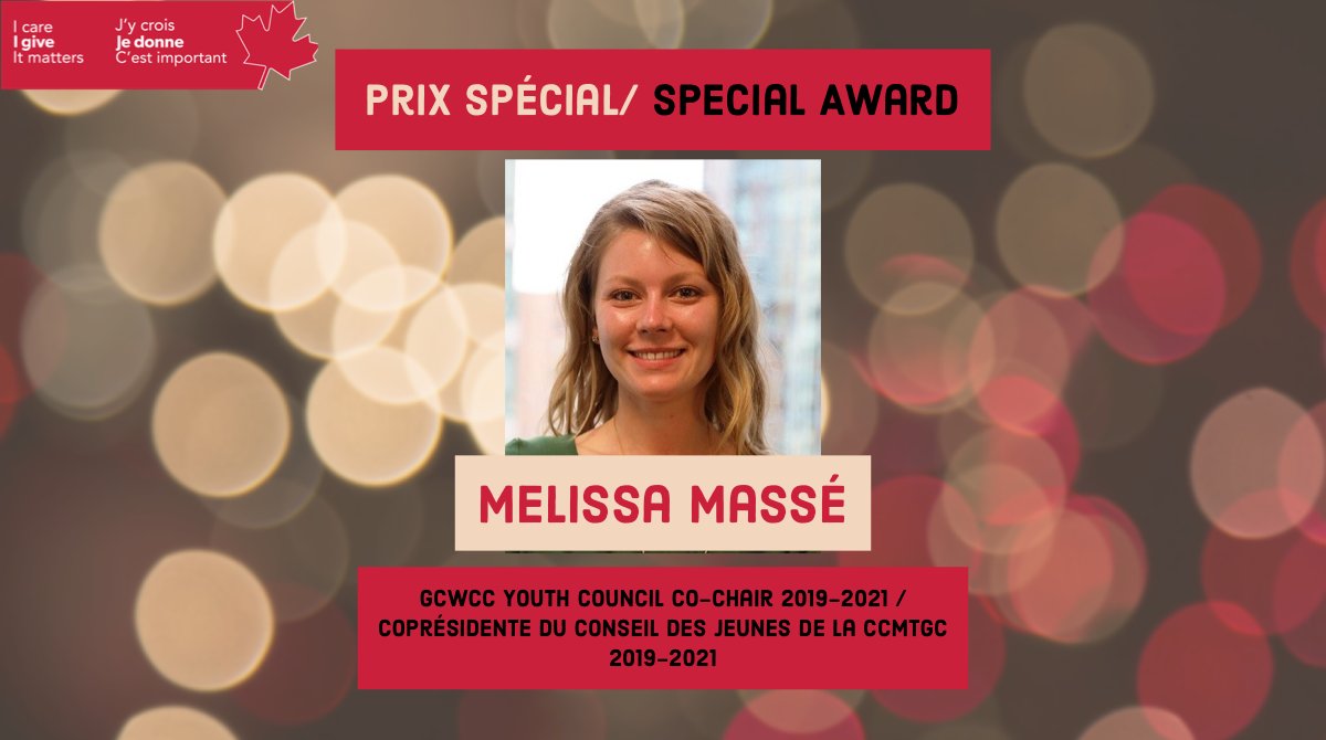 GCWCC_CCMTGC's tweet photo. Merci à notre coprésidente du Conseil des jeunes, Melissa Massé, pour son leadership et sa contribution exceptionnels au #CCMTG au cours des trois dernières années. https://t.co/mlbWcmhmJe