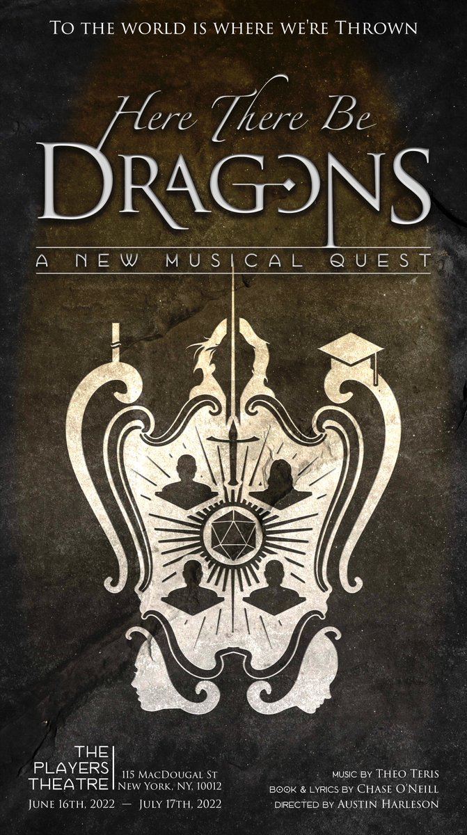 'Here There Be Dragons – A New Musical Quest' is a musical, inspired by Dungeons & Dragons with lyrics by @chaseconeill and music by @TheoTeris, that will run off-Broadway at @PlayersNYC from June 16-July 27, 2022. More info: terisandoneill.com/heretherebedra… —WEM