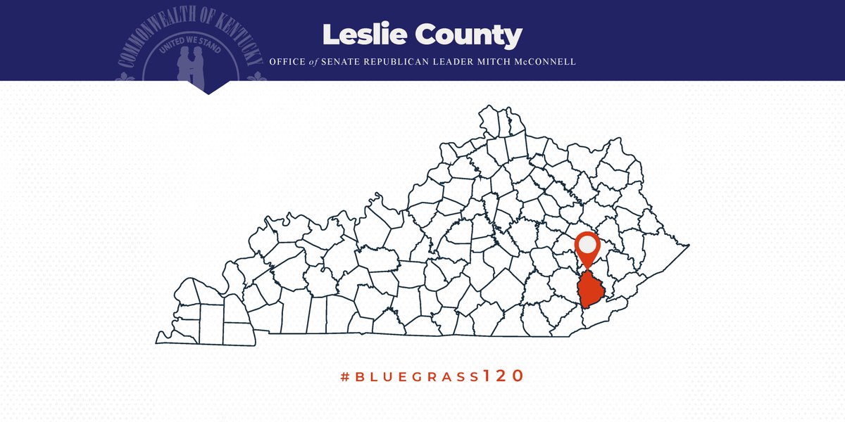 McConnellPress's tweet photo. For this week’s #Bluegrass120, we’re heading to the foothills of Eastern Kentucky to visit Leslie County. The county is named after Kentucky Governor Preston Leslie who, after serving for four years in the Commonwealth, was later appointed the territorial governor of Montana. https://t.co/6yDz2UkGXD