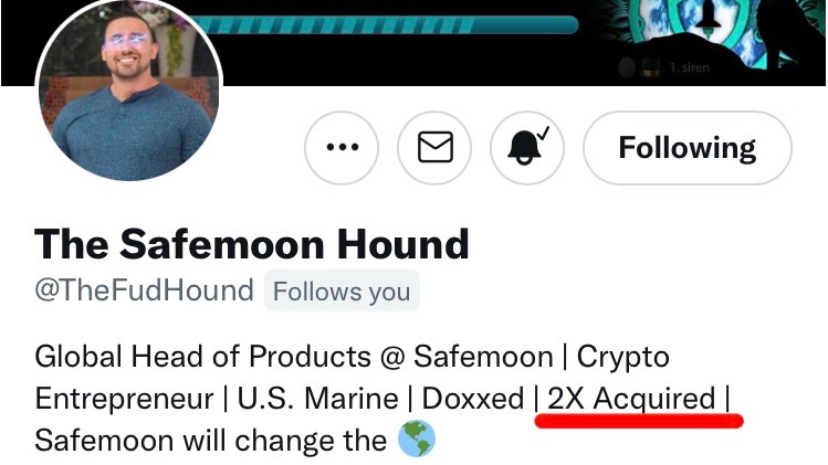 GCD46657408's tweet photo. Trending on #LunarCrush:

"#SAFEMOON 
"2x Acquired" in Ryan’s bio. What does it mean? I think it’s new. 

*thanks Danny for the info! https://t.co/ImQHLrU1Zg" via @SafemoonWarrior

Top coin mentions
$safemoon

https://t.co/I8A6KyO6BV