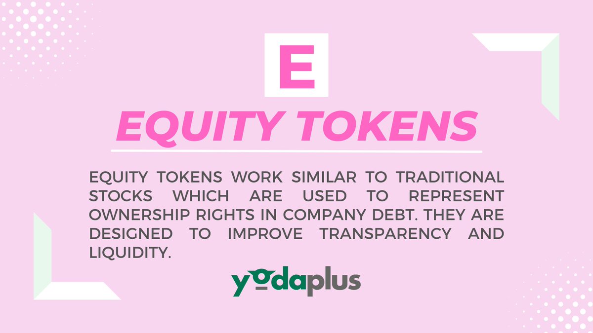 yodaplustech's tweet photo. 'E' for 'Equity Tokens' 
Here is what the alphabet 'E' says in our Blockchain Glossary.

#XDC #Blockchain #blockchainglossary #equitytokens  #business #growth https://t.co/flQvgyBCfc