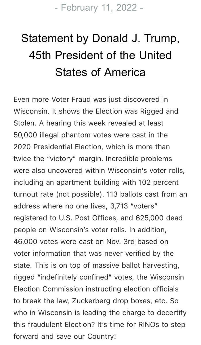 Statement by Donald J. Trump, 45th President of the United States of America