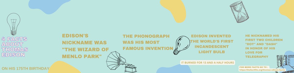 EnergyErectors's tweet photo. In honor of Thomas Edison's birthday, here are four facts about this inventor and businessman. 

More facts can be found here: https://t.co/RVIzmuInGc https://t.co/8DnYCAyKj2