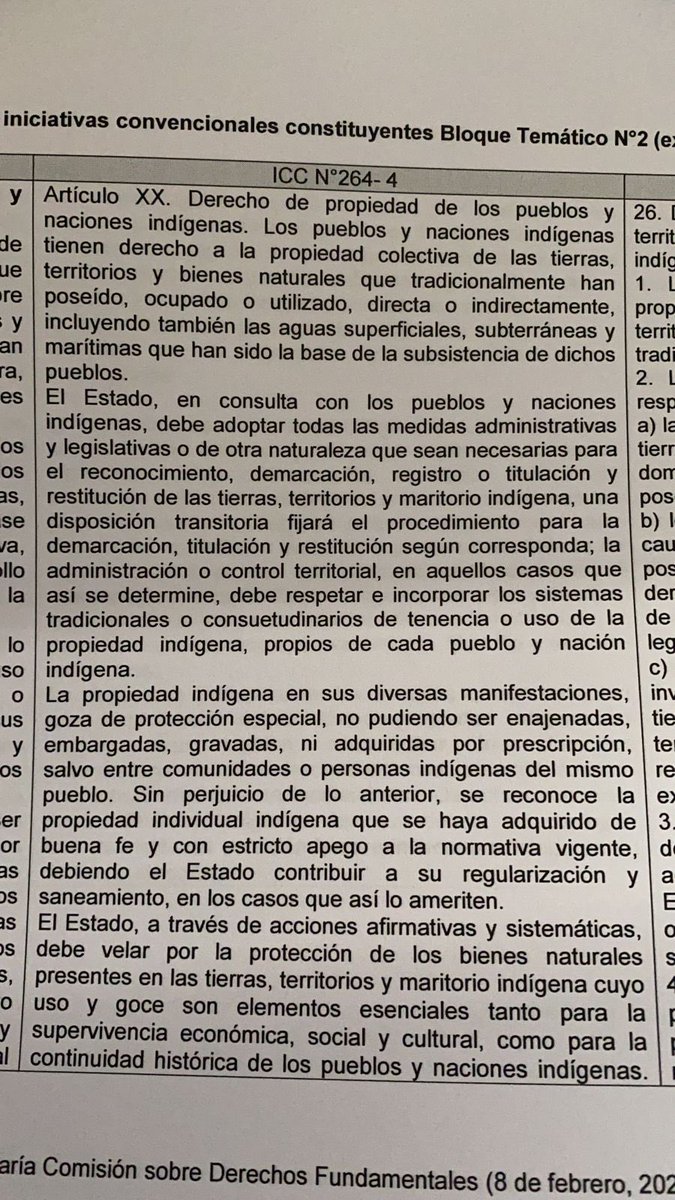 mcubillossigall's tweet photo. Se aprobó sacar de la Constitución las garantías ante una expropiación, es decir, dejar derecho de propiedad sin protección. Salvo que usted sea de pueblo indígena, porque ellos tienen norma propia en materia de propiedad que los hace dueños hasta de “aguas marítimas”. https://t.co/NukFlEqFEp