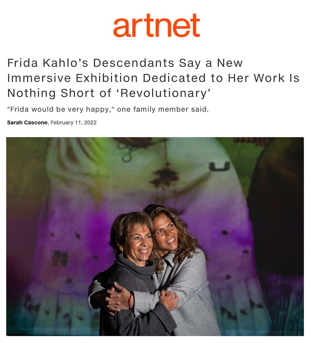 “You feel our family, the heart of Frida, the music, the emotion, everything—it’s spectacular.” said Mara Kahlo (Frida Kahlo's great grandniece) via <a href="/artnet/">Artnet</a>. Read more at bit.ly/Frida-artnet. #immersivefridakahlo #fridakahlo #immersivevangogh #frida #kahlo #projectionmapping