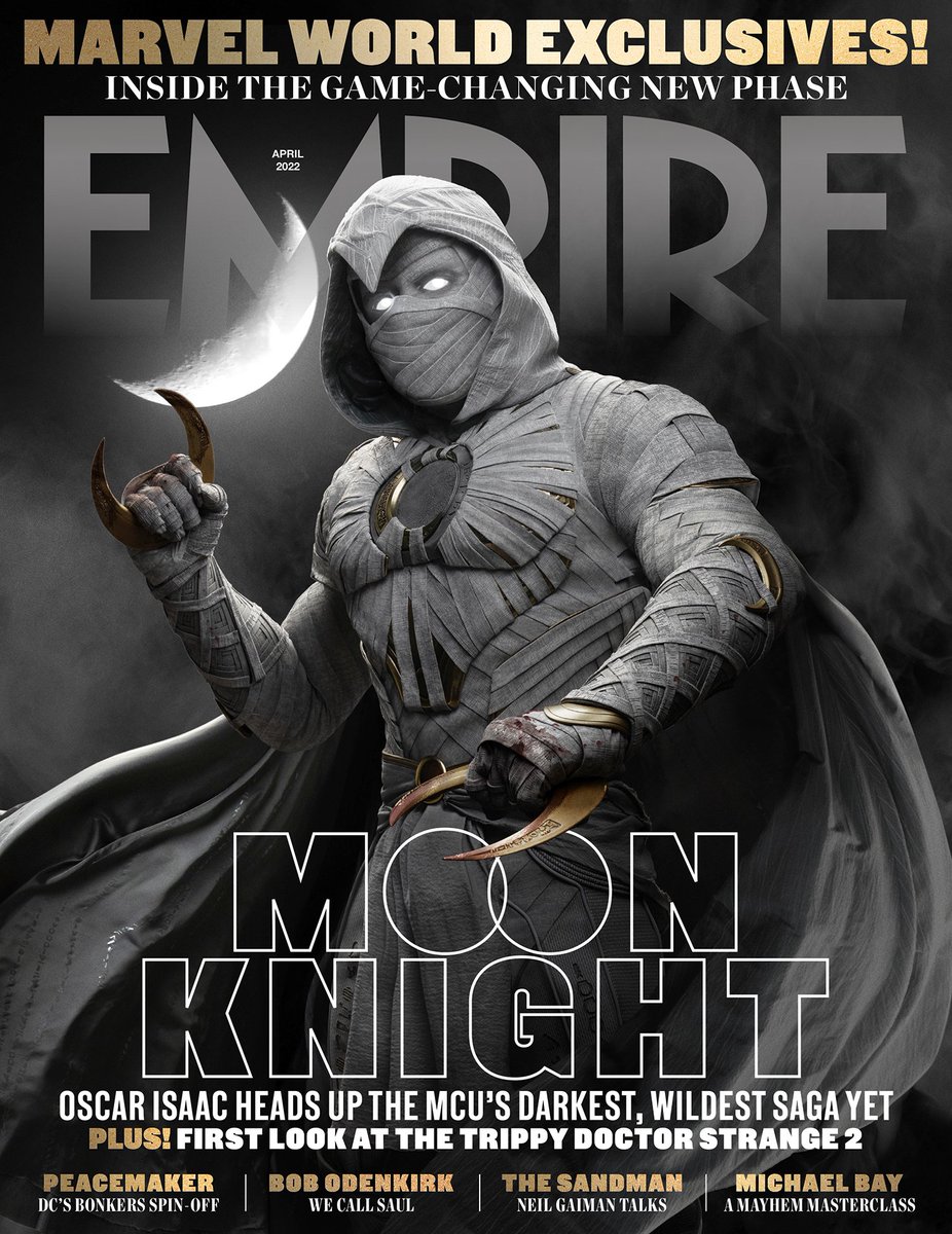 Wonderworldsok's tweet photo. 🌙 MOON KNIGHT 🌙

Las nuevas portadas de la revista @empiremagazine están protagonizadas por la nueva serie de Marvel Studios y Disney+, 'Moon Knight'.

#MoonKnight https://t.co/QMRyLdrji9