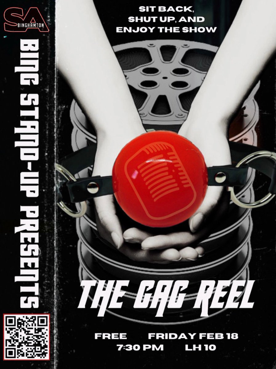 BingStandUp's tweet photo. One week until our annual Sex Show! The Gag Reel on Friday the 18th @ 7:30. Bring your girlfriend and your girlfriend’s husband, we won’t judge! https://t.co/BuyPlDbQZC