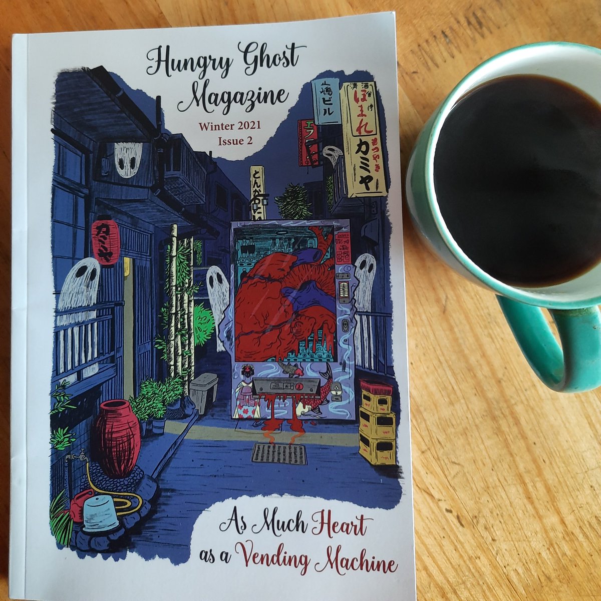 Good morning! Tea and #reading @HungryGhostMag 🙂