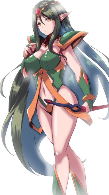 #オリジナルキャラクター 
#エルフ
#女戦士
なんとなーく書いたことないエルフ書いたらこうなった
エルフっていうより龍剣士? 