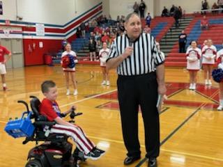 NDChargers's tweet photo. Official Ron Jobst recognizes North Decatur water manager Carter Johnson as the newest member of the Mid Hoosier Officials Association! #1dccs #ndchargerpride #ihsaa https://t.co/Q8z7TKP57y