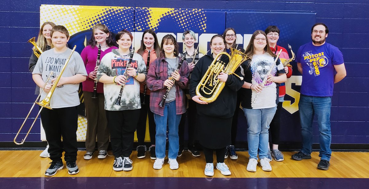 JEMS_Trojans's tweet photo. Congratulations to these students selected to be a part of the MAJHAA Honor Band-Kendra Wade, Maya Porter, Elizabeth Pratt, Bailey Bowen, Shannon Riddle, Violet Sisk, Cheylee Long,
Samantha Aubuchon, Jaiden Jackson, Bryton Compton, &amp; Karmen East! Pictured here with Mr. Simms. https://t.co/OkQ9O7yfnP