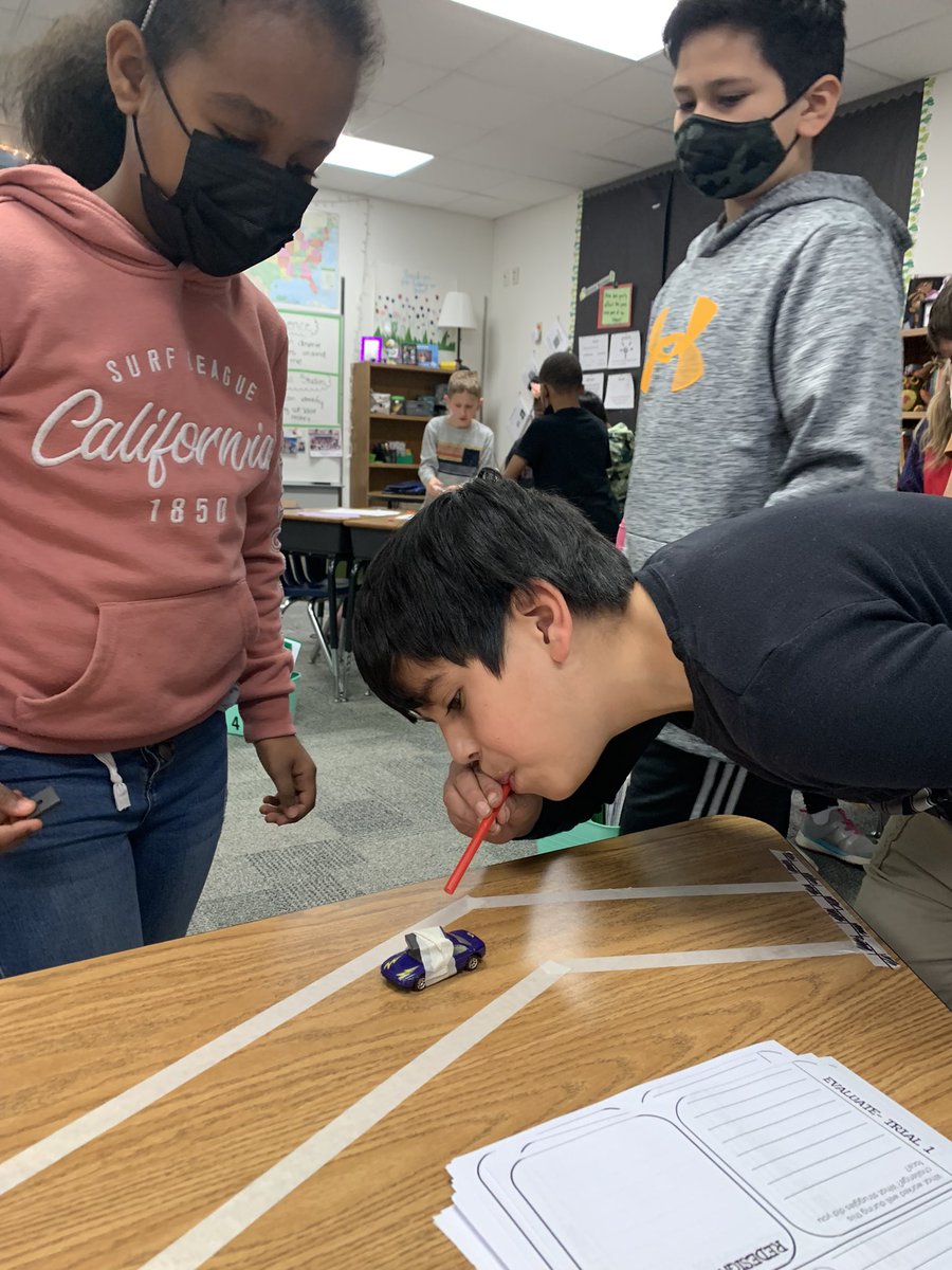 MrsO_3rdgrade's tweet photo. 3rd graders at @CFBRainwater used their knowledge of force and motion to get their cars to the finish line 🏁 @CFBISD @christy_clain https://t.co/hBR8nB41ff
