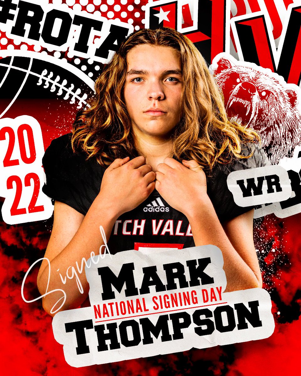 HVHSBears's tweet photo. Mark Thompson making the commitment to HVHS Football on National Signing Day! ππ₯
The future is bright in The Valley! π»π
#FFPDF #FeedTheBears #FNW #ROTA #NSD22
Contact @_LESLIEDESIGNS for printing rights Β© https://t.co/2sty7cJGRE