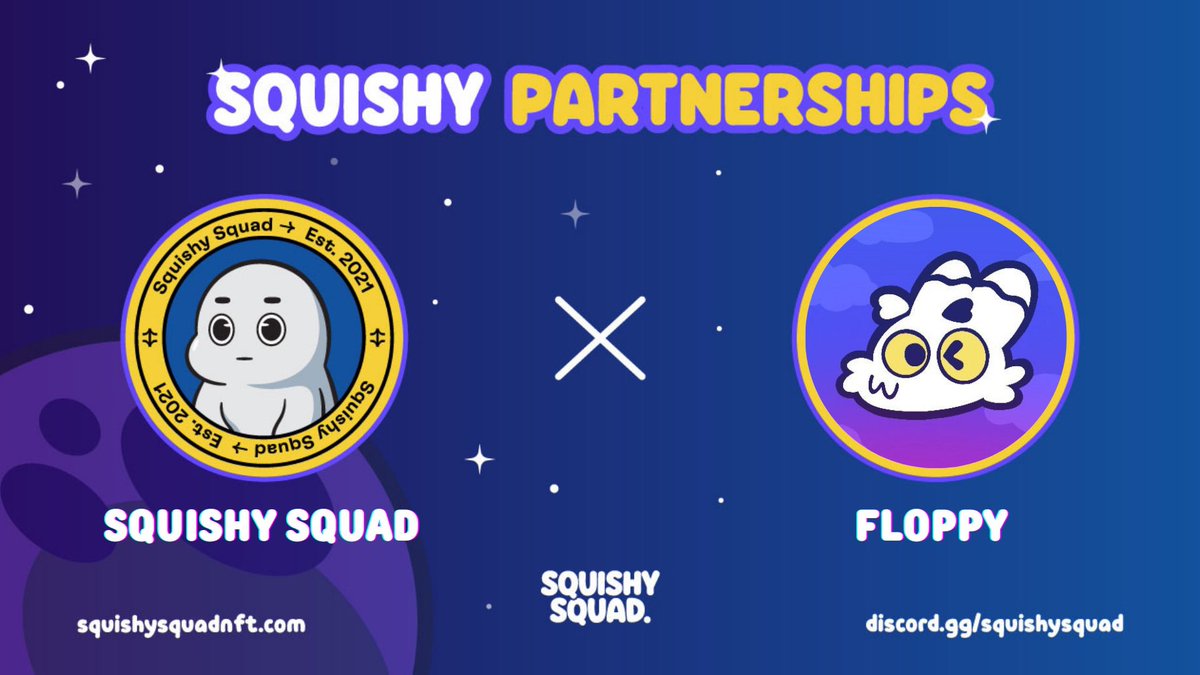 The Squishy Squad is partnering with the incredible @NftFloppy NFT collection! We have secured whitelist spots for Squad members. More info in our discord! 🚀 
#squishysquad #squishypartnerships