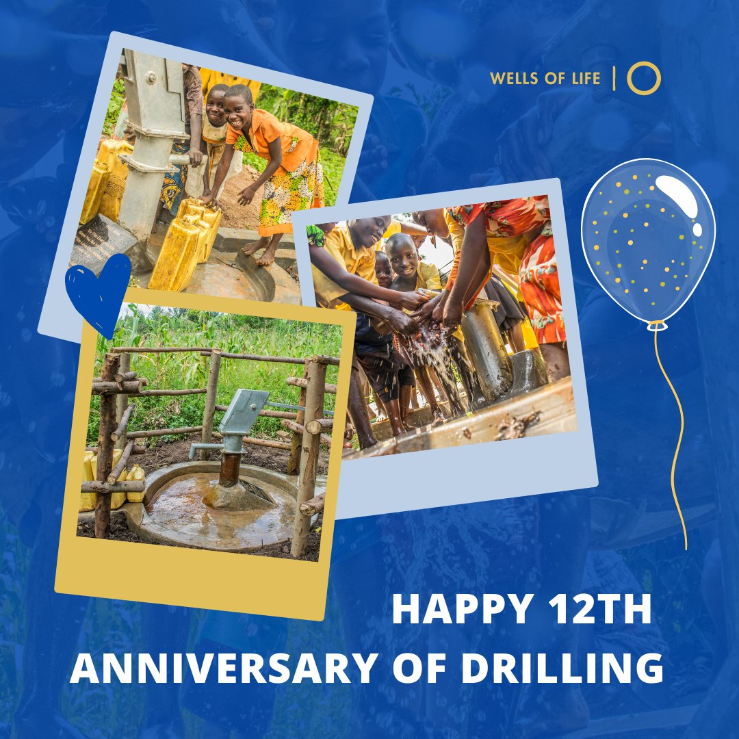 wellsoflife's tweet photo. We can’t believe it’s been 12 years!! 💙  Wells of Life is excited to announce our 12th anniversary of drilling wells in Uganda. 

Thank you for walking with us on the journey to give water to everyone! https://t.co/lOfqocoIUd
