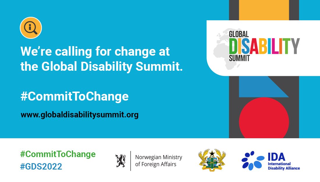 IDA_CRPD_Forum's tweet photo. Today is the day! The #GDS2022 opens its virtual doors in a couple of hours! 

Join @GhanaPresidency, @NorwayMFA, @GDS_Disability, and us and share your views on #DisabilityInclusion!

#CommitToChange #NothingAboutUsWithoutUs https://t.co/DlJdjpnfcU