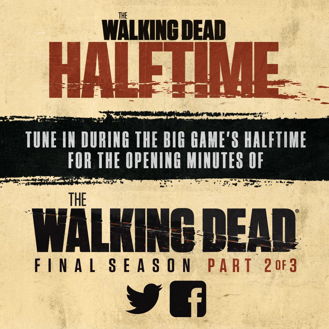 Sunday’s are for #TheWalkingDead and the Big Game. Follow The Walking Dead on Facebook and Twitter to see a special live stream during the Halftime show.