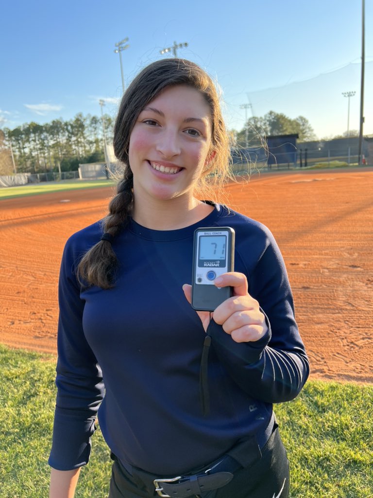 NicoleNorman06's tweet photo. Finally hit 71mph!🥳 #NCChallengers16uRenzi #AdamRenzi #DukeSoftball #ECUSoftball #MackJenkins https://t.co/e6dlZ94kpB