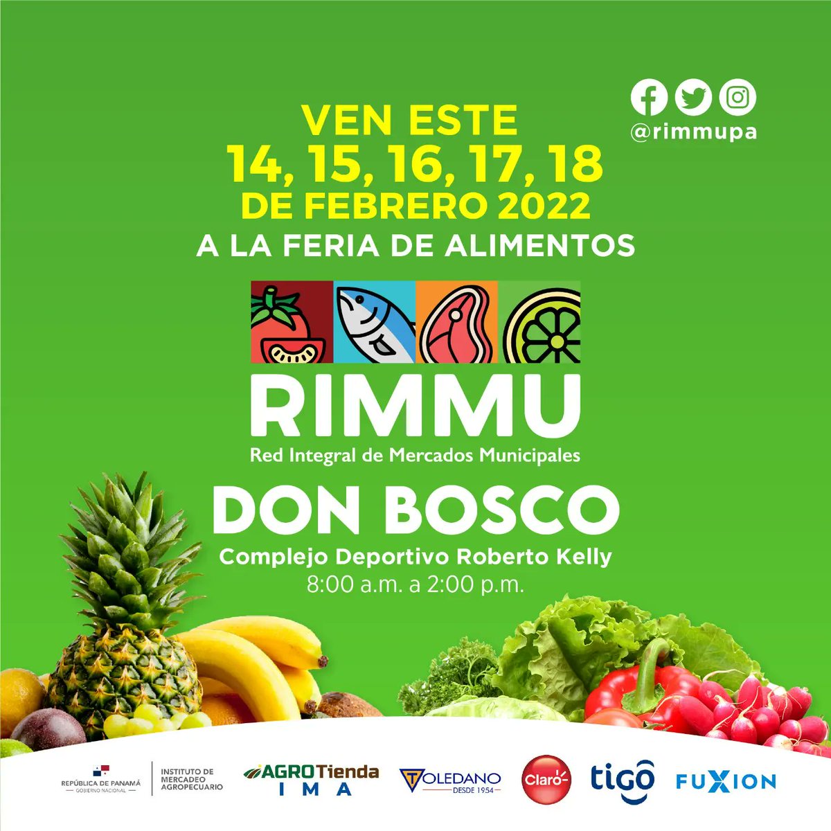 rimmupa's tweet photo. Don Bosco , prepárate para recibir este lunes 14 de febrero a la Feria de Alimentos @rimmupa donde podrás adquirir alimentos de calidad a bajos precios. 

¡Te esperamos! https://t.co/j60AqrqeAl