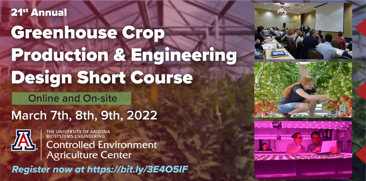 Click here to purchase tickets: bit.ly/3E4O5IF
We're less than a month away from our annual Greenhouse Crop Production and Engineering Design Short Course! The last day to buy in-person tickets is February 28th and the last day to buy online tickets is March 4th.