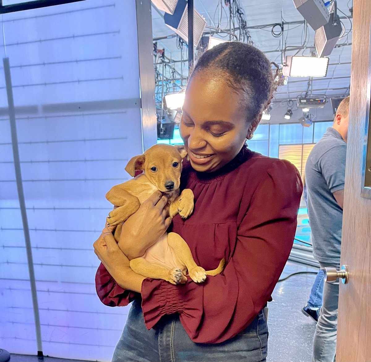 _Ky_Simmons's tweet photo. We featured 5 puppies for our 4th Annual Puppy Bowl and I ended up adopting one 🐶 😍 #PuppyBowl @LivingLocalCO @FOX21News https://t.co/7uk58c88IJ
