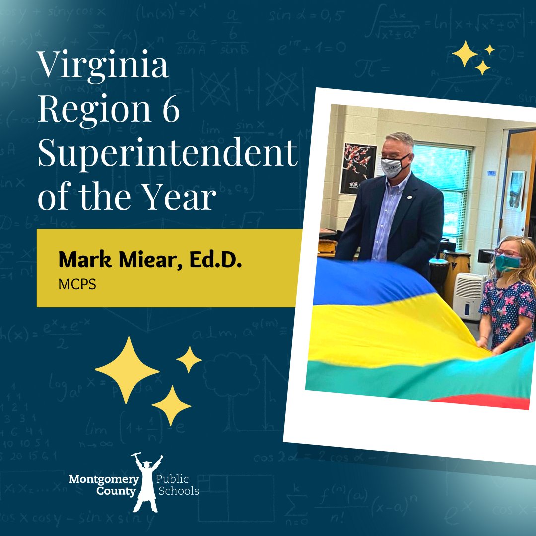 mcps_va's tweet image. We learned this week that our superintendent, Dr. Mark Miear, was named the Virginia Region 6 Superintendent of the Year! Congratulations @markmiear! He will submit his application for the Virginia Superintendent of the Year recognition.