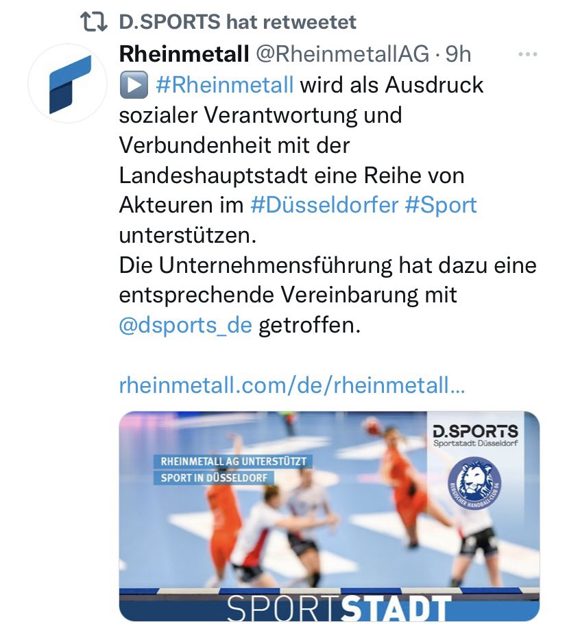MonaNeubaur's tweet photo. #Rheinmetall als Sponsor (!) für den Düsseldorfer #Sport? Rheinmetall?
Ob das Euer Ernst ist, @dsports_de und @Duesseldorf ?
Ich frage für eine sportbegeisterte Düsseldorferin.
#notinmyname https://t.co/PxiS7vDCMe