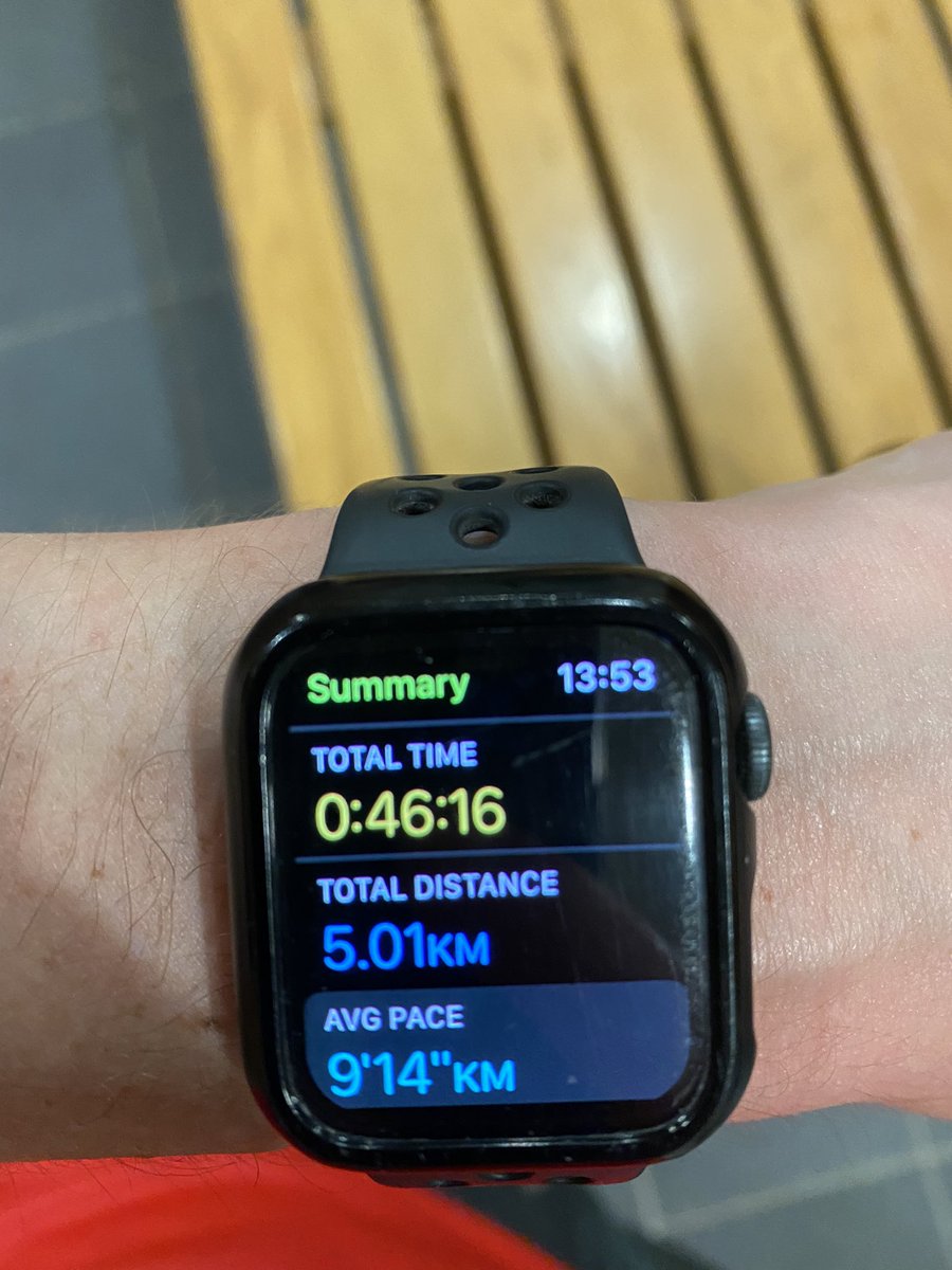 brain_taware's tweet photo. First run done!
Safe to say this is going to be tough.
5km down, 61km to go.
Ignore the time taken, I had to take a phone call and forgot to pause it. 
#braintumourawareness #fitnesschallenge #5kmrun #applewatch @BrainTumourOrg https://t.co/7EtDi8bnAa