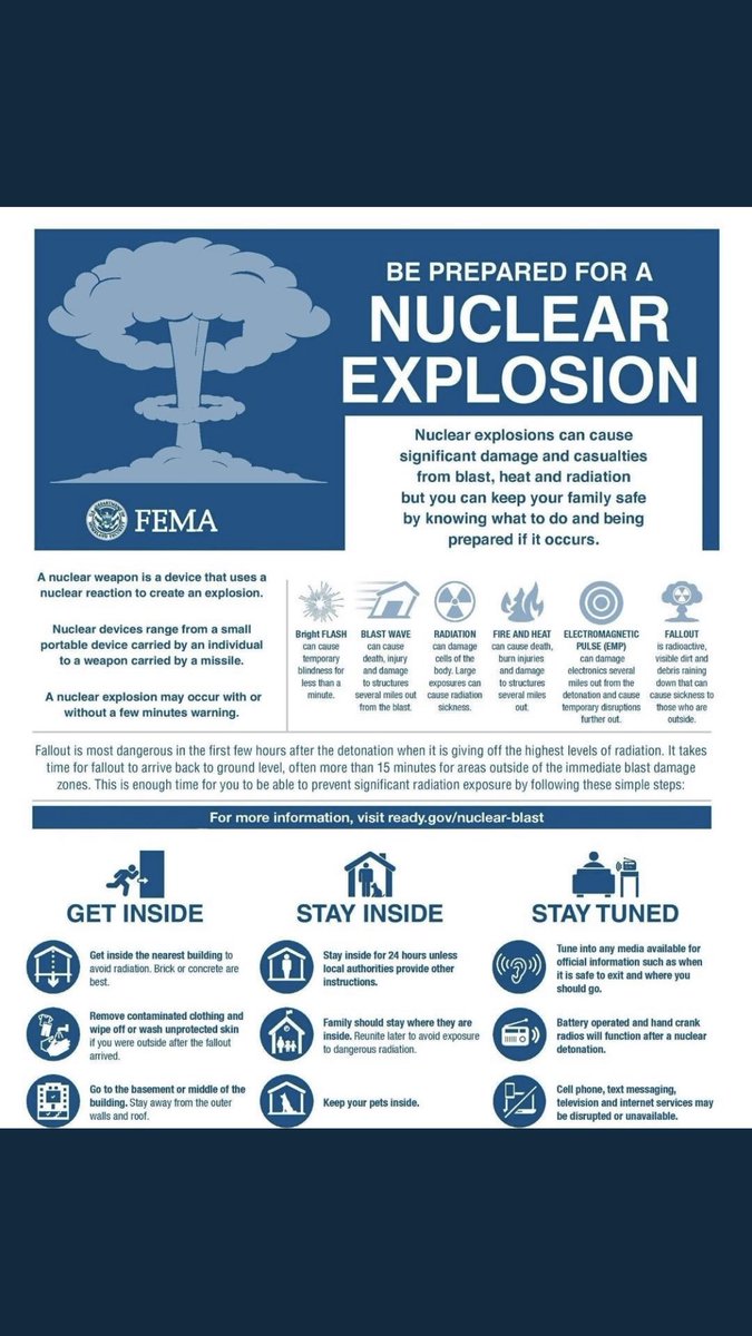 MosesJericho's tweet image. Since Russia is invading Ukraine, here is some helpful tips to know in the event there is a Nuclear Explosion. #UkraineCrisis