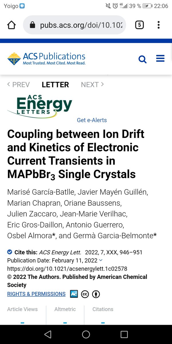 mgbatlle's tweet photo. Very happy to share our last publication today👩‍🔬💪😊 #WomenInScience. The  #Ionic kinetics effectively modify the long-time #Electronic current in #perovskite #singlecrystals, while the steady-state electronic currents’ behavior is nearly #ohmic✔️ https://t.co/FHAkozvthP https://t.co/PPxorzZdss