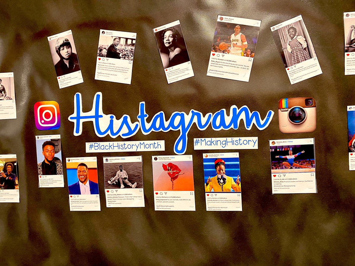 MsBTeaches3's tweet photo. The scholars are loving checking out our “Histagram” Bulletin Board when they are out in the halls! #Blackhistorymonth2022 https://t.co/Wd5Yp4fac0