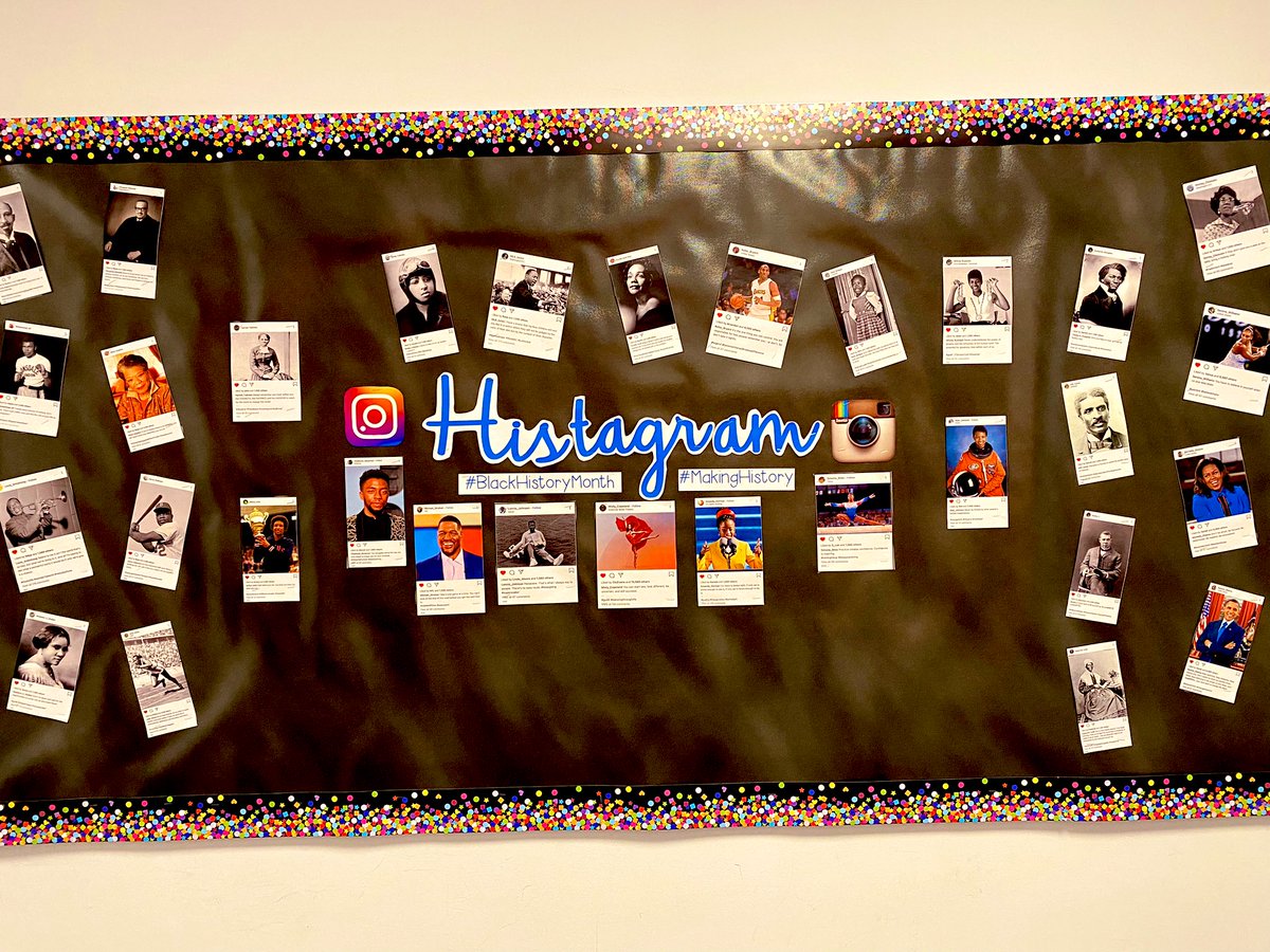 MsBTeaches3's tweet photo. The scholars are loving checking out our “Histagram” Bulletin Board when they are out in the halls! #Blackhistorymonth2022 https://t.co/Wd5Yp4fac0