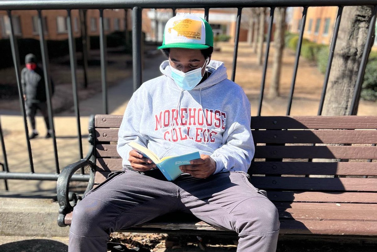 Morehouse's tweet photo. Studies show that levels of anxiety, stress, and others are reduced by being outdoors. When you are outside, the fresh air can help increases serotonin levels. Serotonin alters your mood. As the weekend begins, get some fresh air to simply improve your mood! 
#weekendapproaching https://t.co/hgxRNt3hiD