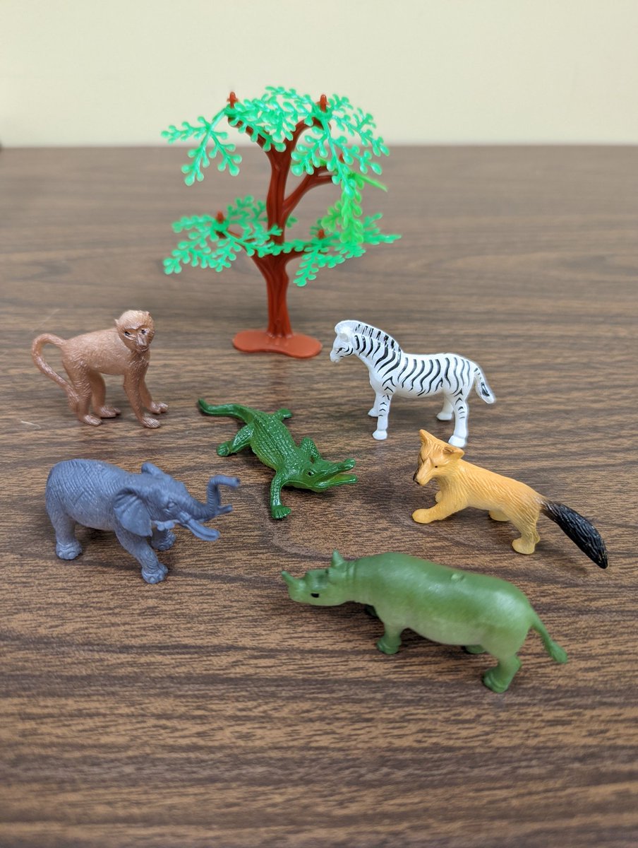 RMFletcher86's tweet photo. Ideally these little guys would live in some sand, but we make it work 🐘🦓🦏🐒🐊🦊 #playtherapyweek2022 #playfulpirate https://t.co/6XqMuAvqmd