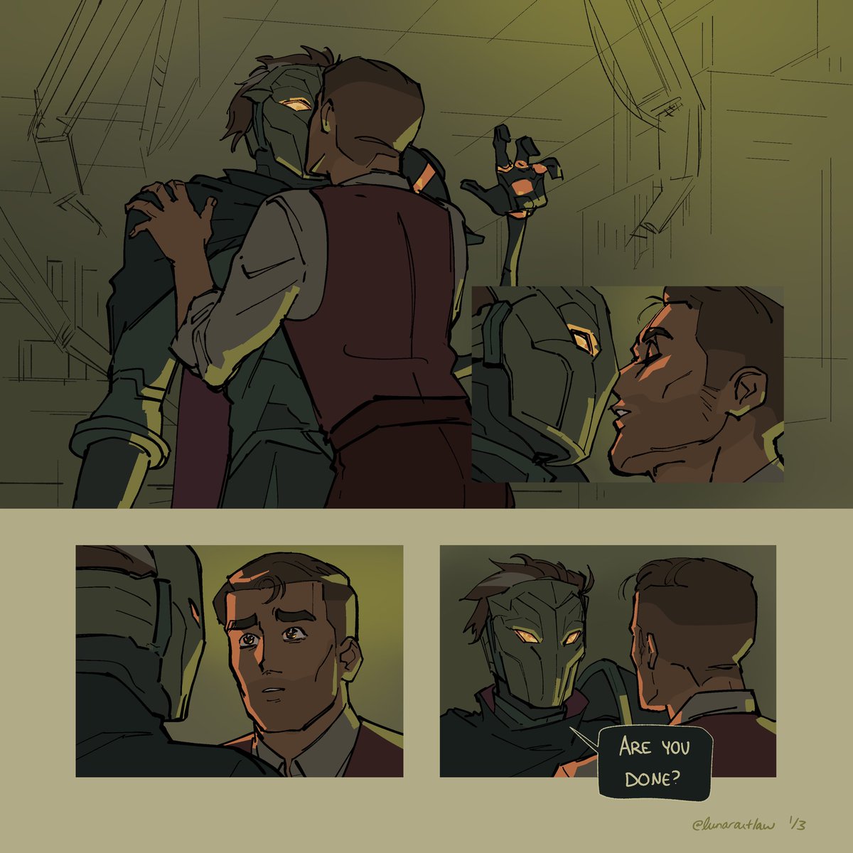 lunaroutlaw's tweet photo. Jayce and Viktor are secretly working together. It’s late. Jayce makes an impulsive move https://t.co/GBzj6bD4jC