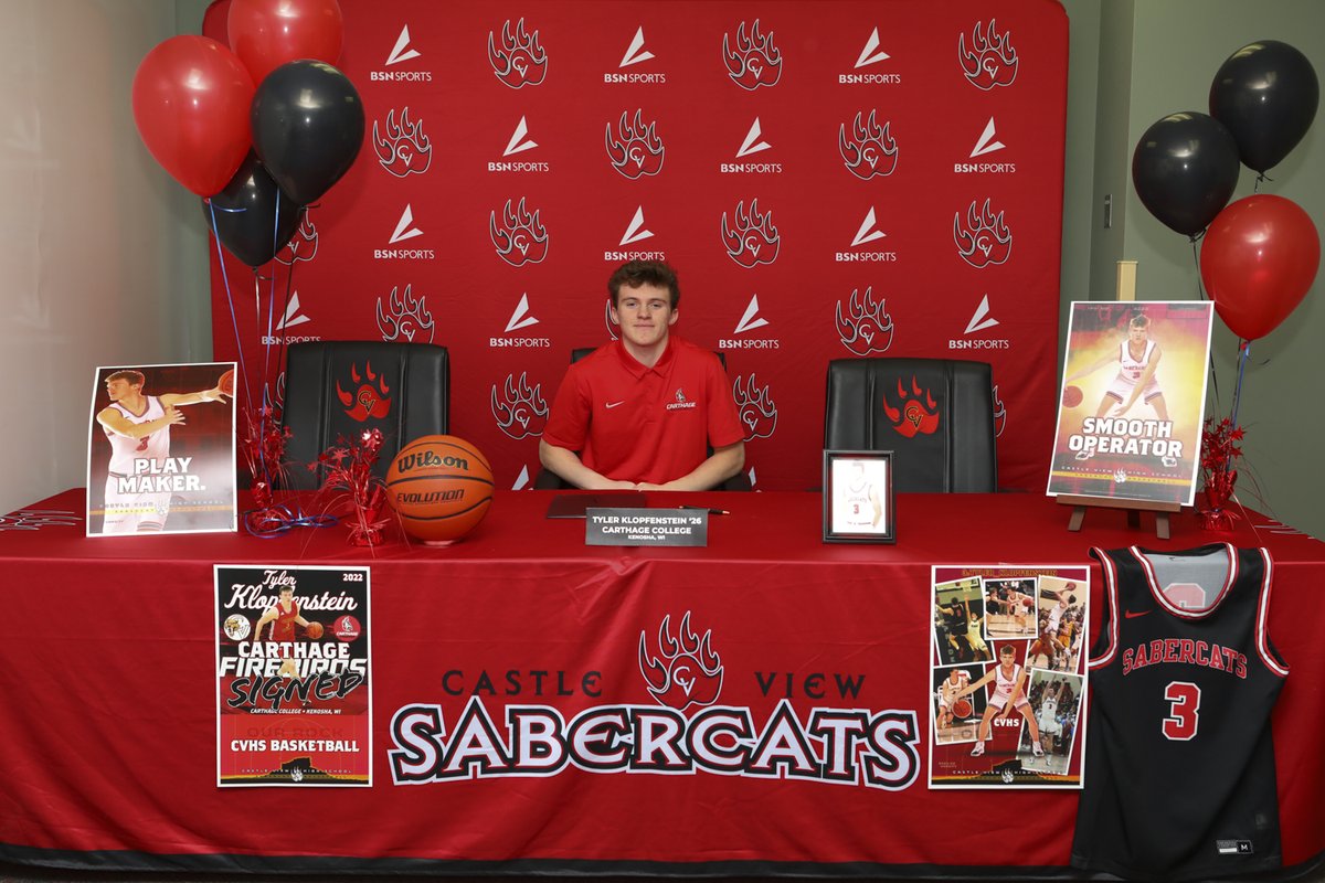 CVBallersClub's tweet photo. The CV Ballers Club and the entire CV Basketball Family would like to congratulate Tyler Klopfenstein on his signing to play collegiate basketball at Carthage College in Kenosha, WI.  Tyler participated in yesterday's Signing Day with numerous other CV athletes from other sports. https://t.co/j0nmgkpNzW