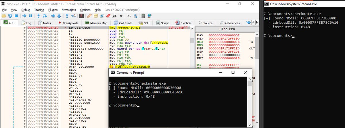 NinjaParanoid's tweet photo. A common executable was run in 4 different hosts containing top tier EDRs to find Ntdll in memory to check for syscall/NTAPI traps. Can anyone see the interesting find here? 😆 https://t.co/KrqdLP3svd