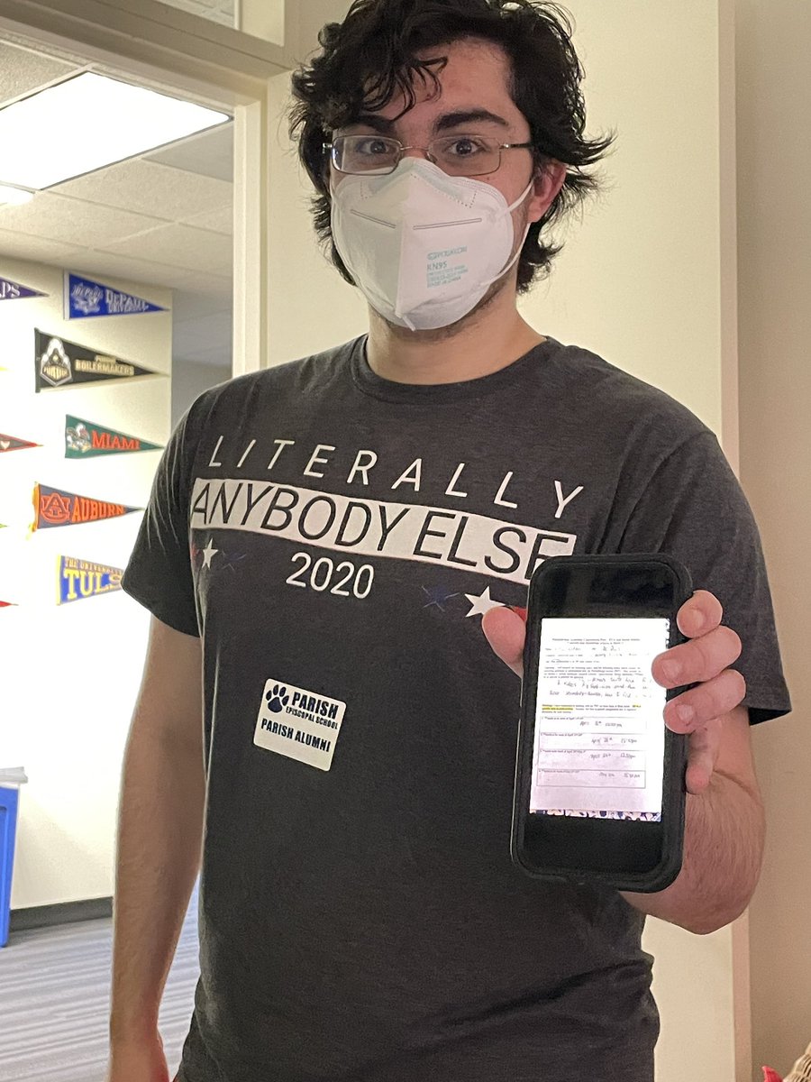 TraceyAddington's tweet photo. TFW a @ParishAlumni from the class of 2019 comes by and still has his #ParishBridge academic plan in his phone: 😂 Love to hear about him thriving in college with fond Bridge memories! ❤️💙 https://t.co/XiOm2xqiA7