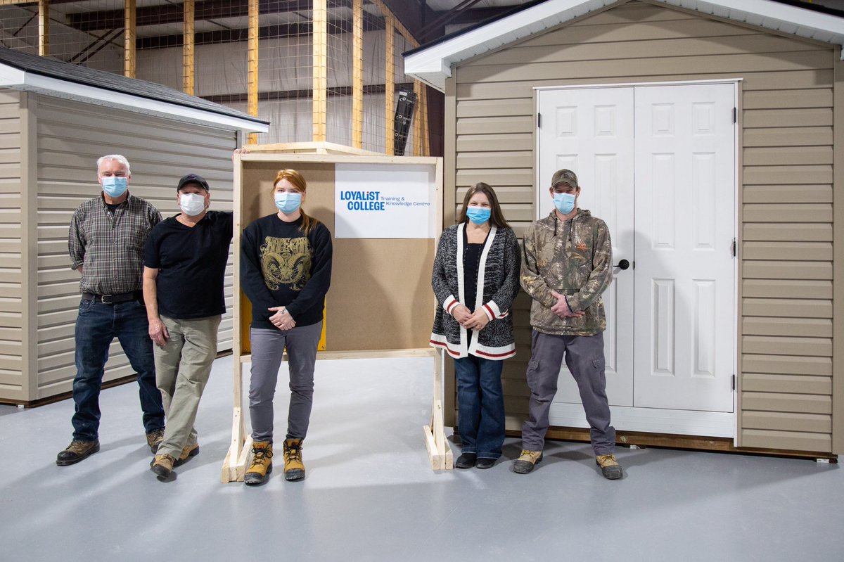 LoyalistCollege's tweet photo. Congrats grads of the Construction Career Launch program! As part of their training, they built two garden sheds to donate to organizations connected to Loyalist by the Aboriginal Labour Force Development Circle. #SmallGivesUsThePowerToDoBigThings https://t.co/6bQ1WQnwtH