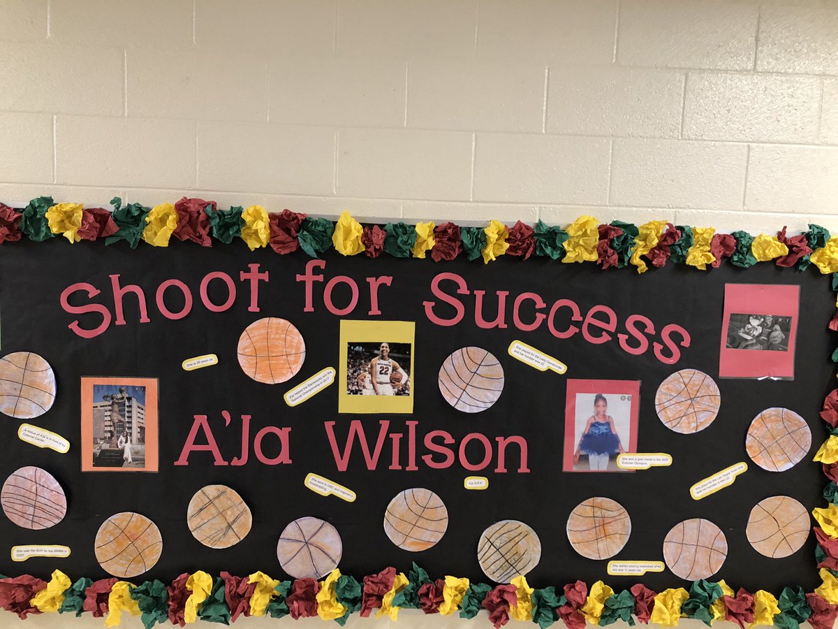 fblovett32's tweet photo. This is how we celebrate Black History Month at THE HIVE in Columbia, SC.  Our Bees in Ms. Walker and Ms. Stearns class (and Ms. Iseman) honored one of our very own @_ajawilson22 !!  One 🐝 drew a picture of her! @lonniebnelson @LVAces https://t.co/7rOoxVnoo6