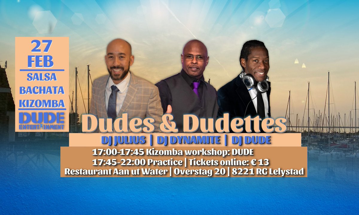 DudeEnt's tweet image. Join our practice matinee 🙏🏾. Having fu
Buy your online. Click the link to buy your ticket: 
latinworld.nl/buyticket.php?…

Info@dudeentertainment.nl for more info.
dudeentertainment.nl/event/practice…
 facebook.com/11139232466505…