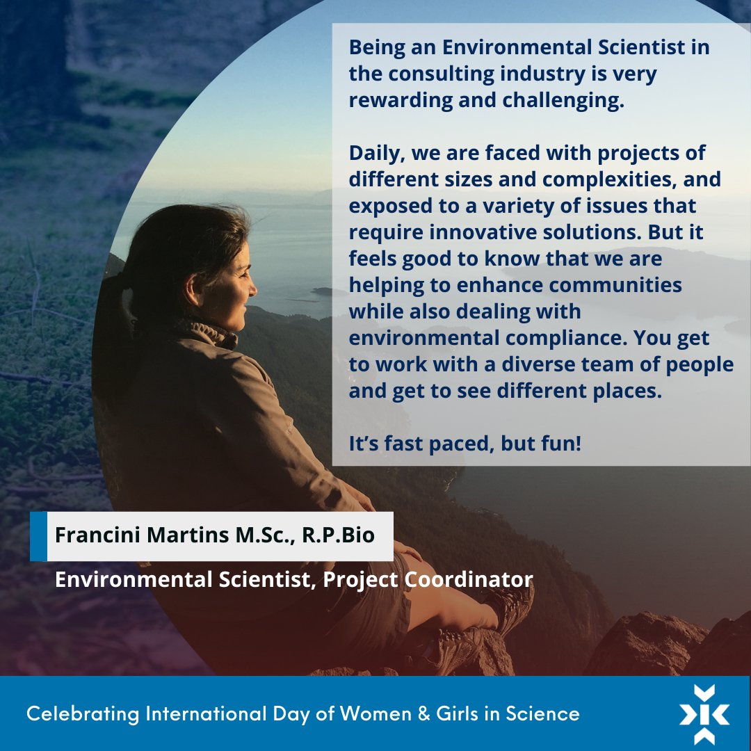 KeystoneEnv's tweet photo. Today is the 7th International day of Women and Girls in Science which aims to recognize their important role in #STEM. Keystone is honoured to have some of the most talented female scientists on our team. Scroll through to learn more. 

#EnvironmentalConsulting #WomenInScience https://t.co/dWxumJPn19