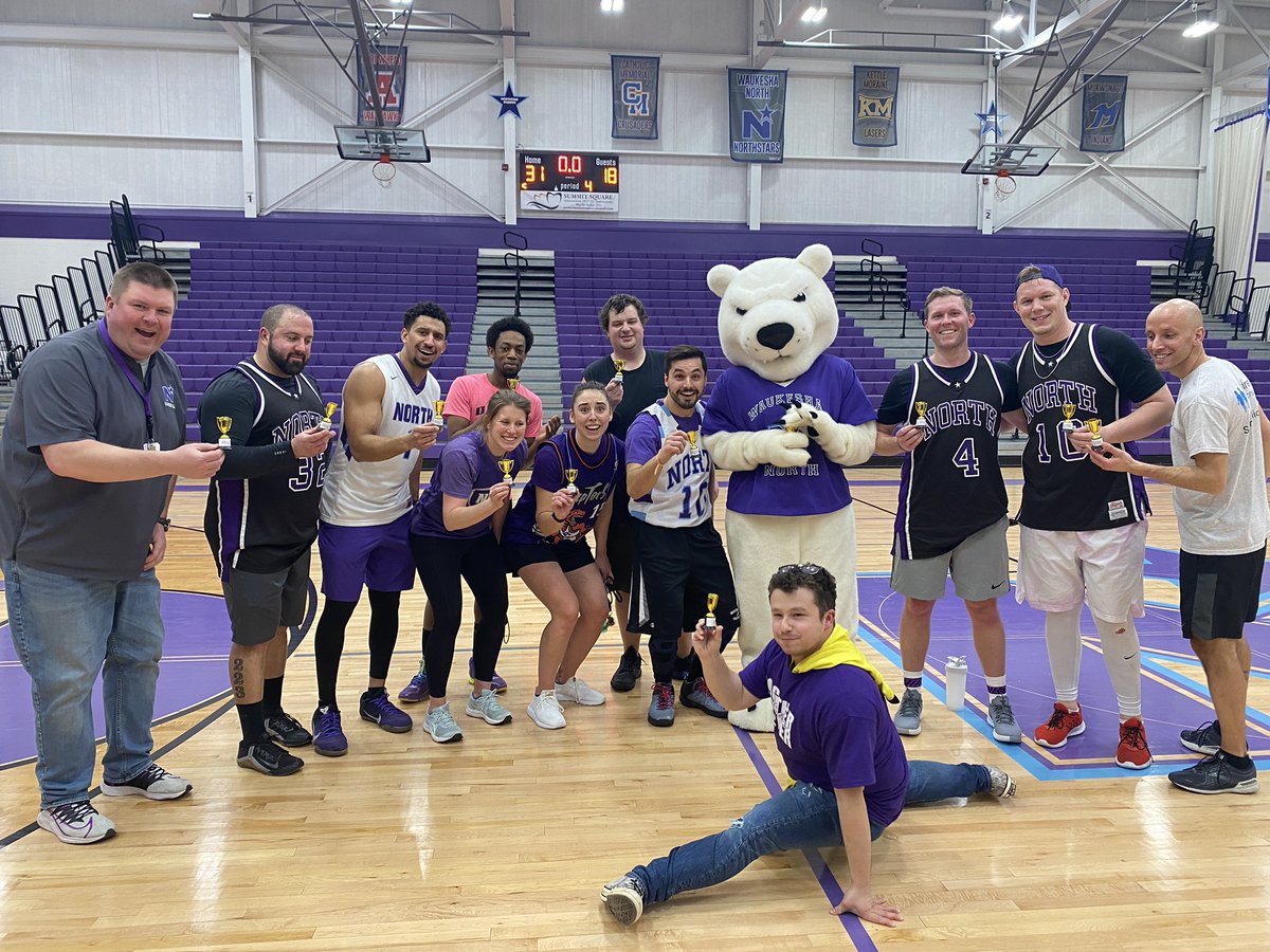 MsGerloski's tweet photo. What an afternoon! North’s Staff vs. Student basketball game was full of exciting moments! Thanks to all the students and staff who participated #StaffWon! #NorthPride https://t.co/sG7hDXgvV1