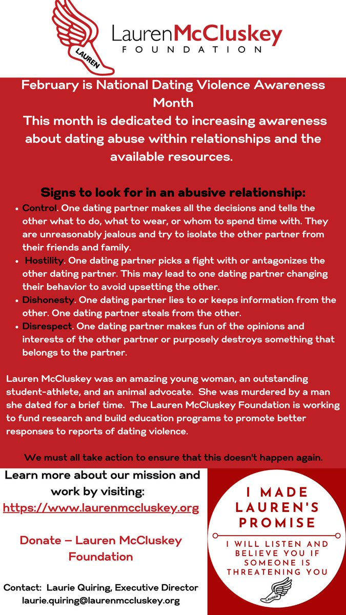lannquiring's tweet photo. On average, 28% of high school and college students experience dating violence at some point.  

Awareness is essential - Knowing how to respond when a report is made is critical.  The Lauren McCluskey Foundation is creating a Best Practices Blueprint for Effective Response. https://t.co/nFdFGv5r90