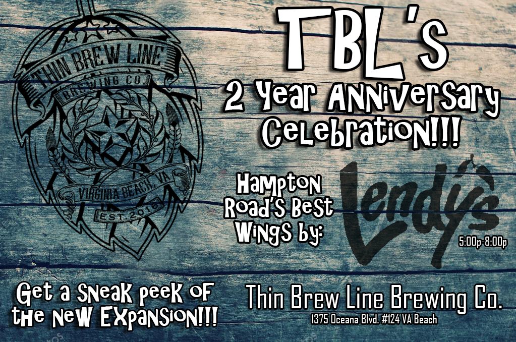 ThinBrewLineVA's tweet photo. Our 2-Year Anniversary Celebration continues tonight with delicious craft beer, the Best Wings in Hampton Roads, and a sneak peek of our new expansion!!!
#ThinBrewLine 
#ItsOurBirthday
#supportlocalbusiness 
#VACraftBeer
#LendysCafe https://t.co/PT1vFtdVTP https://t.co/qViyjGFC9T