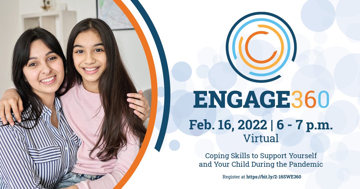 Parent Support Opportunity!

Coping Skills to Support Yourself and Your Child During the Pandemic
Online Webex Session
Wednesday, Feb. 16th, 6:00-7:00 pm
Registration link bit.ly/2-16SWE360