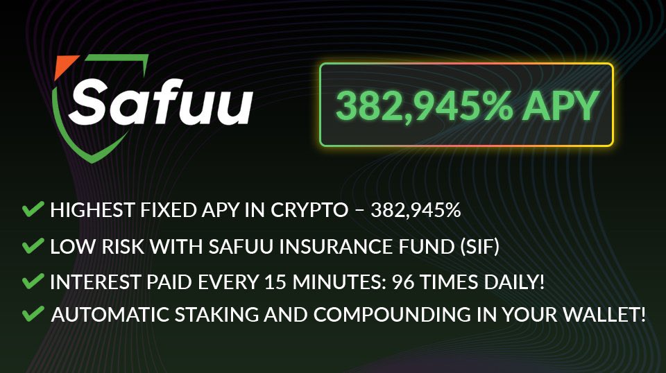 #SAFUU
<a href="/safuuprotocol/">SafuuX Blockchain</a> 

💸 Turn $1,000 into upto $3,830,454 in 12 months!
💰 382,945 Fixed APY!
👉 Click here > safuu.com

🔥 Launching Soon!! 🔥
✅ KYC Verified
✅ Doxxed team
✅ Audit

#defiyield #BSC #DeFi #BSCgem #bscgems  #BSCGEMSALERT #Play2Earn #APY #Safu