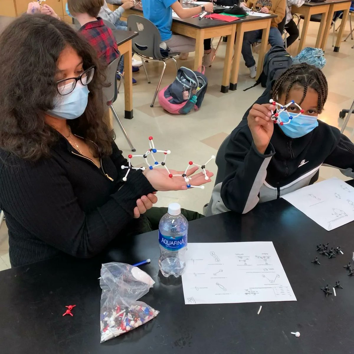 GBCSBobcats's tweet photo. West Middle School 7th graders recently built some very creative molecule models in Science! #science #middleschoolscience #WeAreGB https://t.co/108DioUQ08