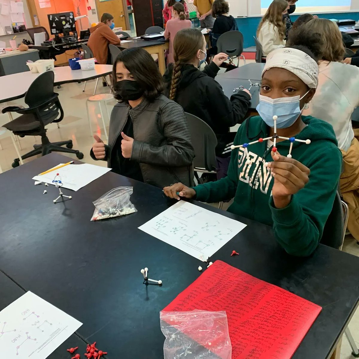 GBCSBobcats's tweet photo. West Middle School 7th graders recently built some very creative molecule models in Science! #science #middleschoolscience #WeAreGB https://t.co/108DioUQ08